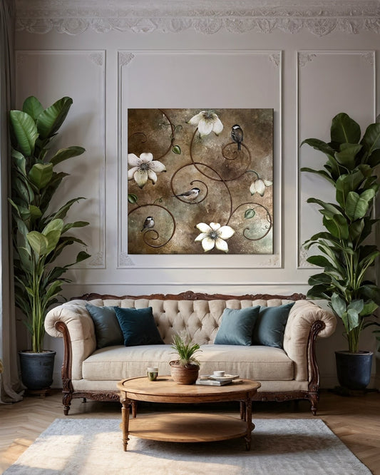 Original IMPERIAL Fresco mit Tannenmeisen