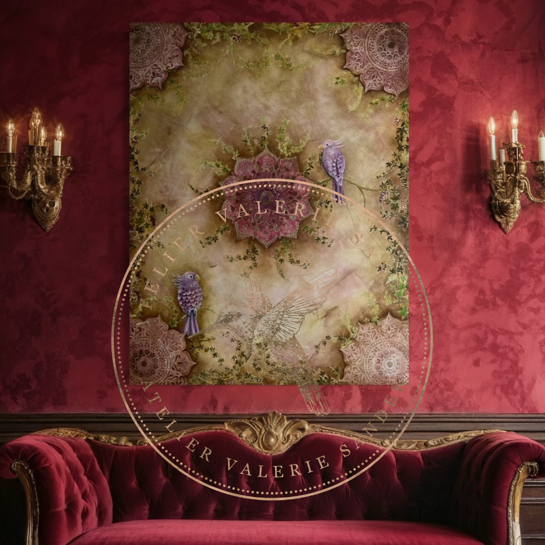 ORIGINAL IMPERIAL FRESCO mit Papageien